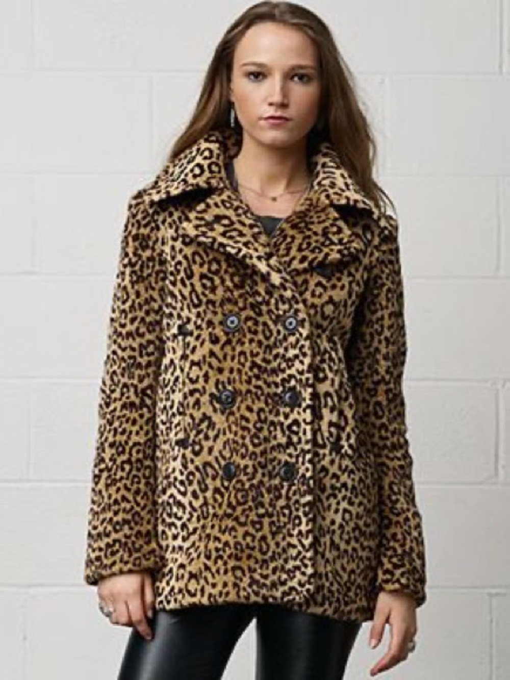 Denim & Supply Ralph Lauren Leopard-Print Faux Fur Peacoat - Tan/Black